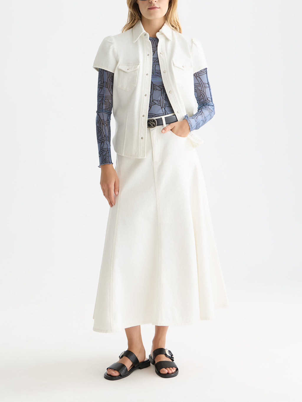 Scotch & Soda - Denim maxi skirt - Stardust White