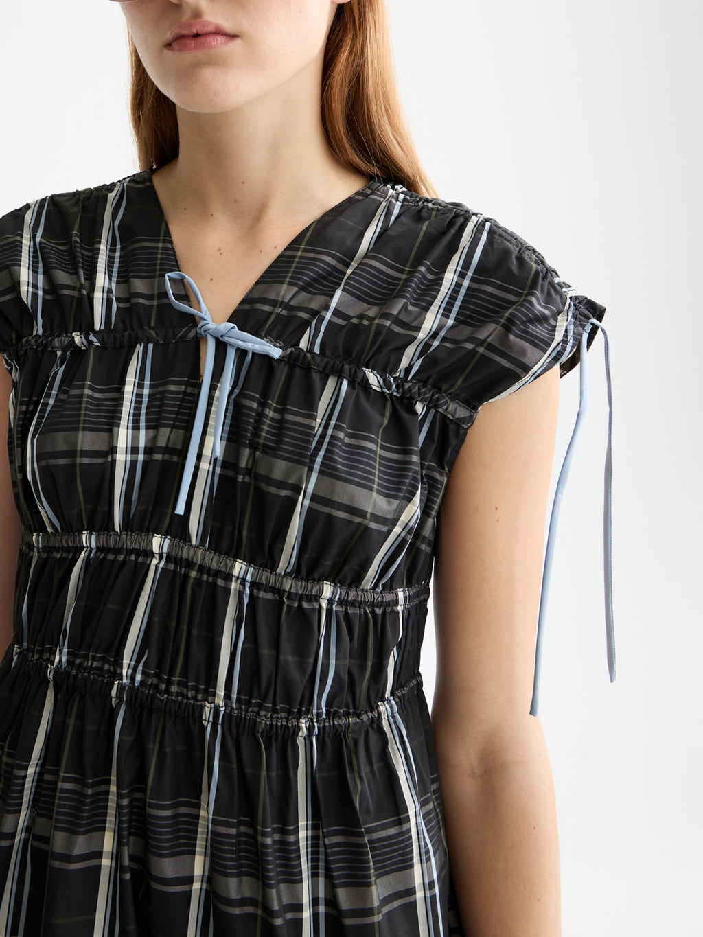 Gathered Taffeta midi dress - Taffeta Check - Collector Store Sydney