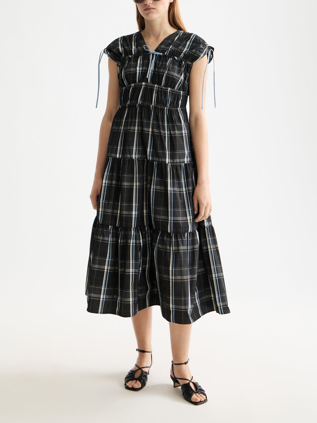 Gathered Taffeta midi dress - Taffeta Check - Collector Store Sydney