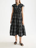 Gathered Taffeta midi dress - Taffeta Check - Collector Store Sydney
