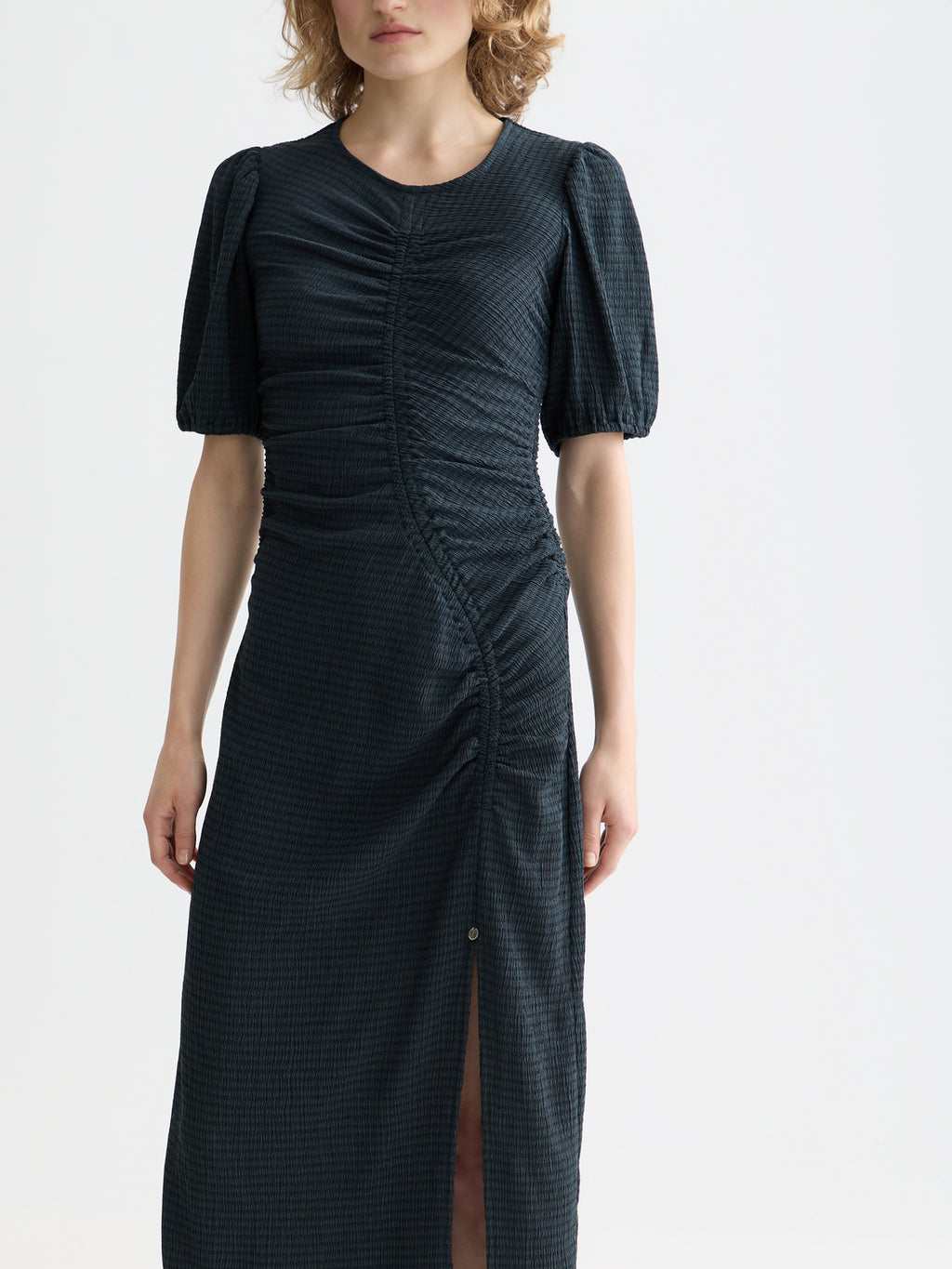 Scotch & Soda Gathered midi dress - Carbon