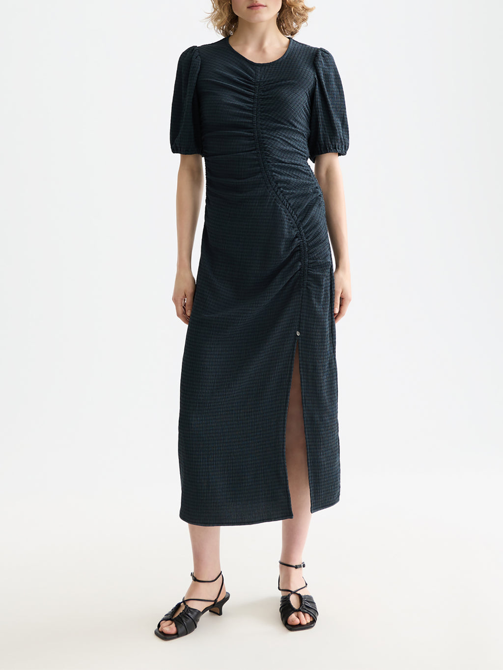 Scotch & Soda Gathered midi dress - Carbon