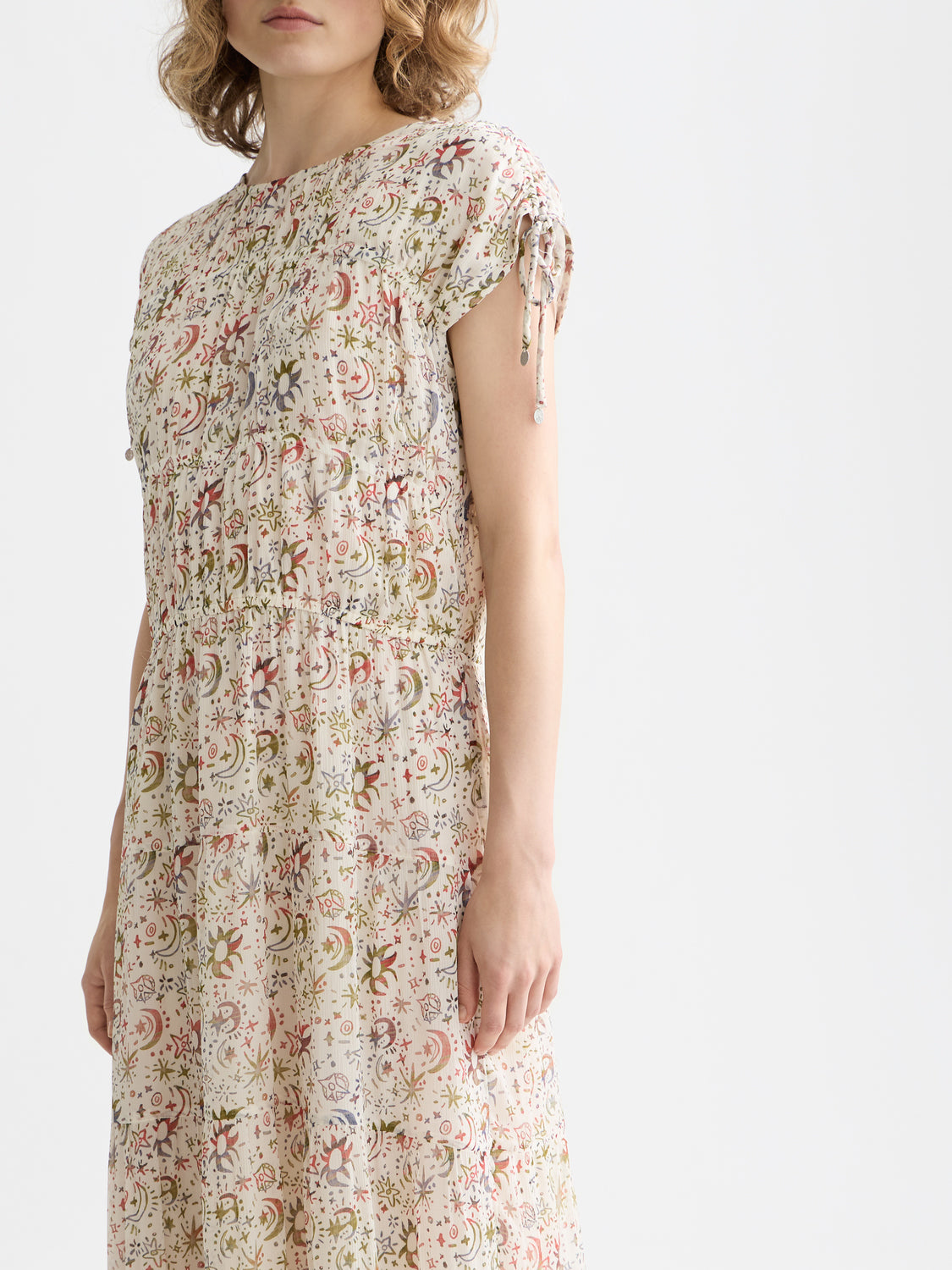 Scotch & Soda Gathered midi dress - Cosmic Sky Eggnog