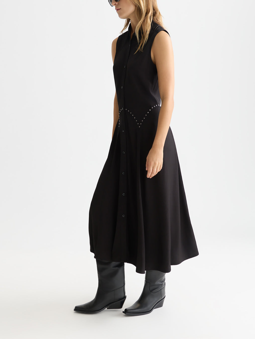 Scotch & Soda - Studded button midi dress - Meteorite