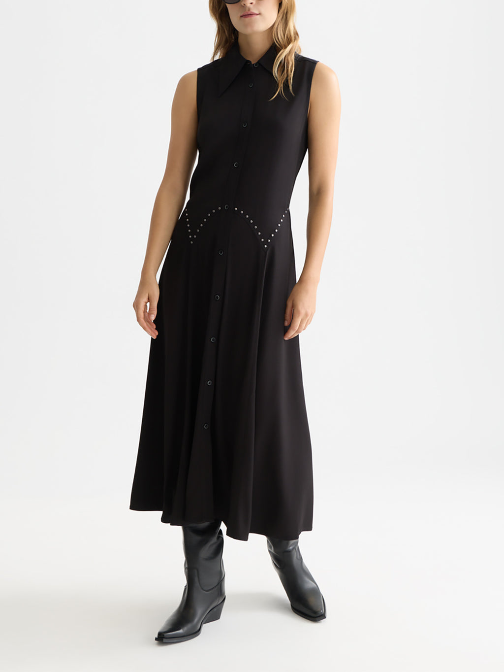 Scotch & Soda - Studded button midi dress - Meteorite