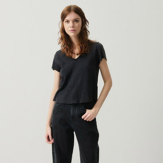 American Vintage Sonoma Cotton V Neck Tee - Vintage BLACK - Collector Store