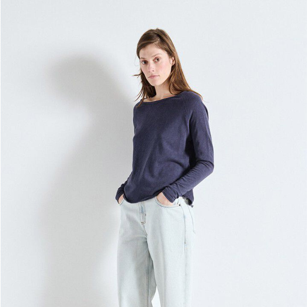 American Vintage L/S Round Neck Tee - Sonoma - Vintage Navy Blue - Collector Store Sydney