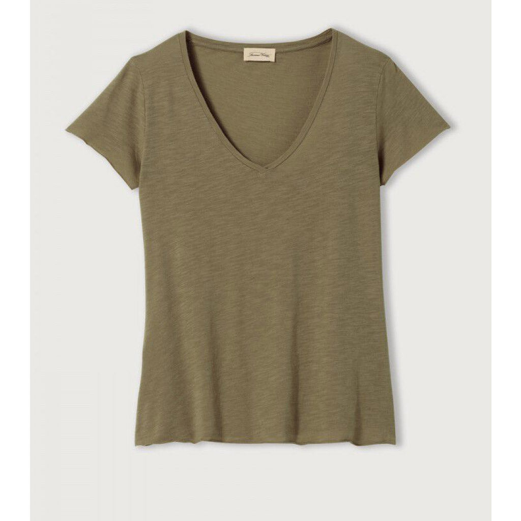 American Vintage Jacksonville V Neck Tee - Vintage Olive - Collector Store Sydney
