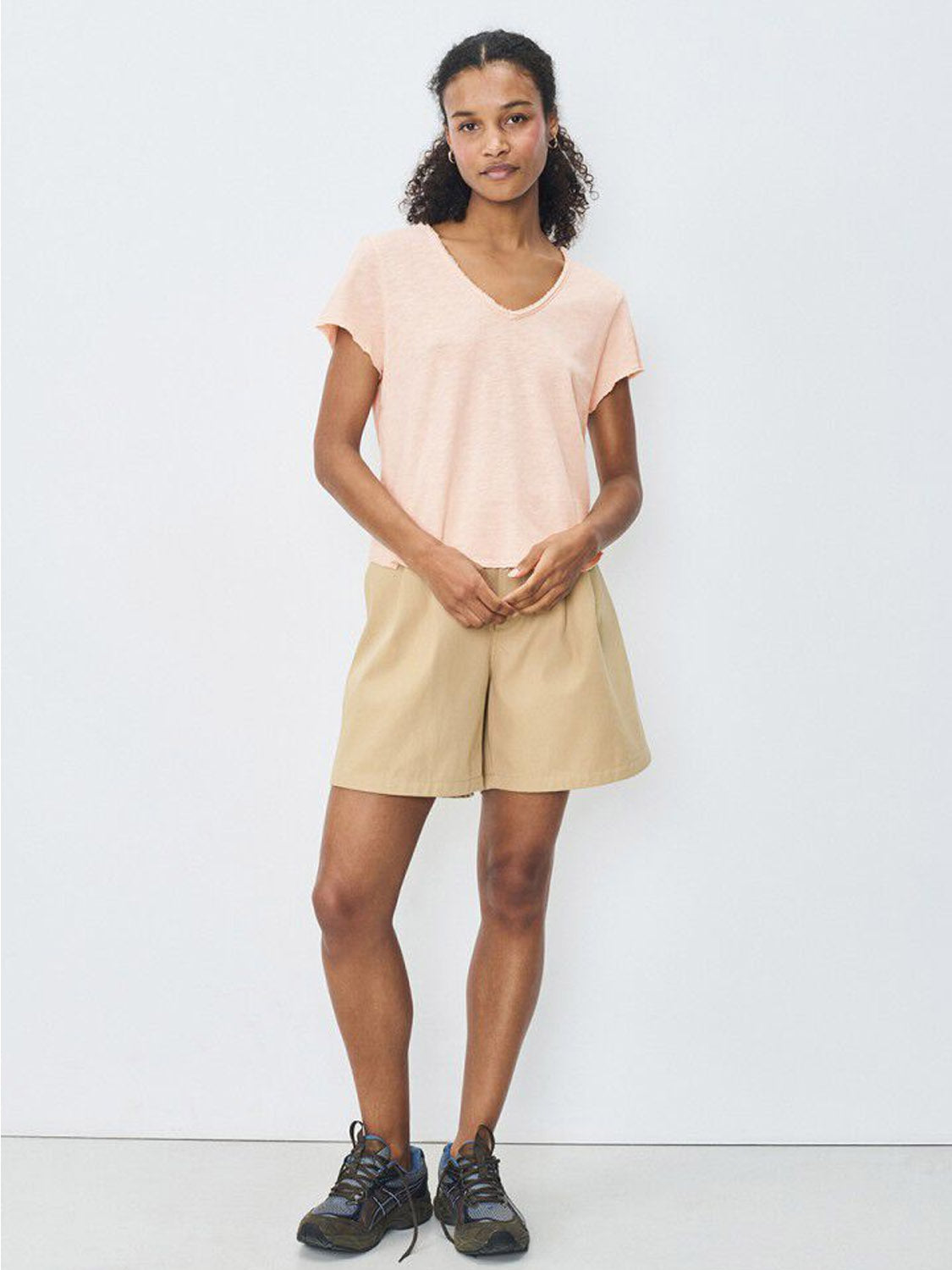 American Vintage Cotton V Neck Tee -Sonoma -  Vintage Biscuit