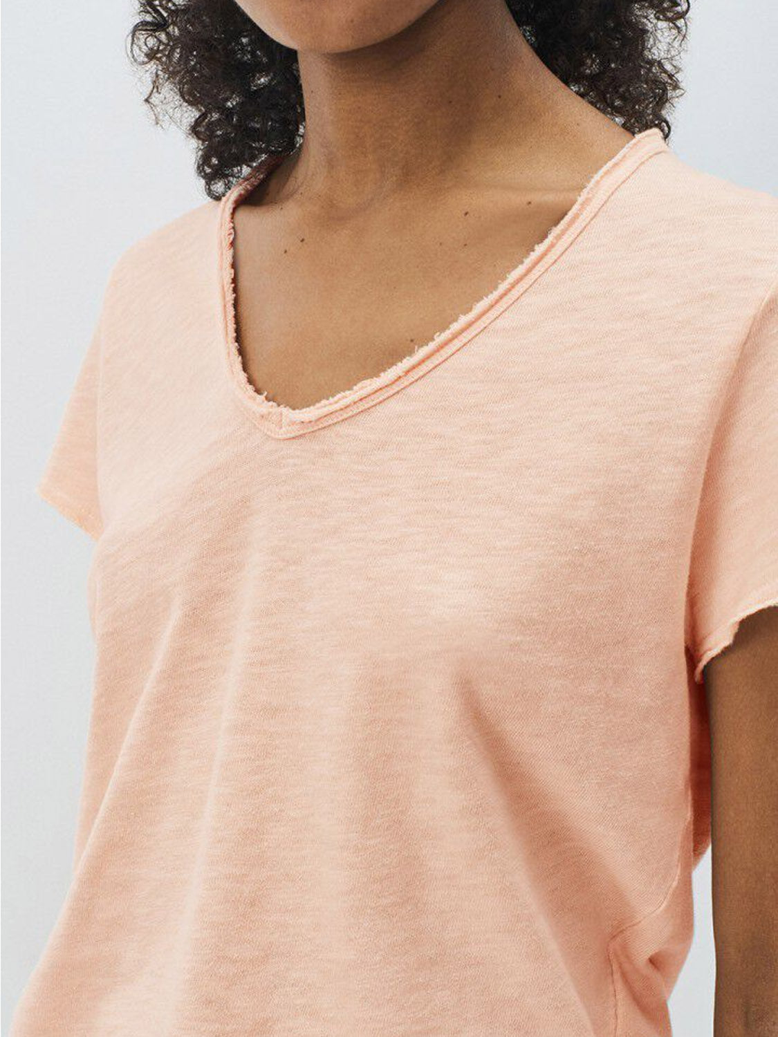 American Vintage Cotton V Neck Tee -Sonoma -  Vintage Biscuit