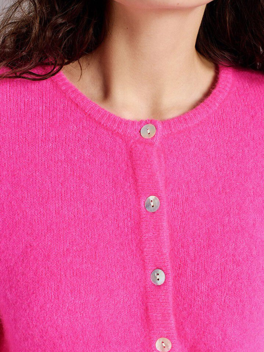 American Vintage - Vito Cardigan - Fluro Pink Melange