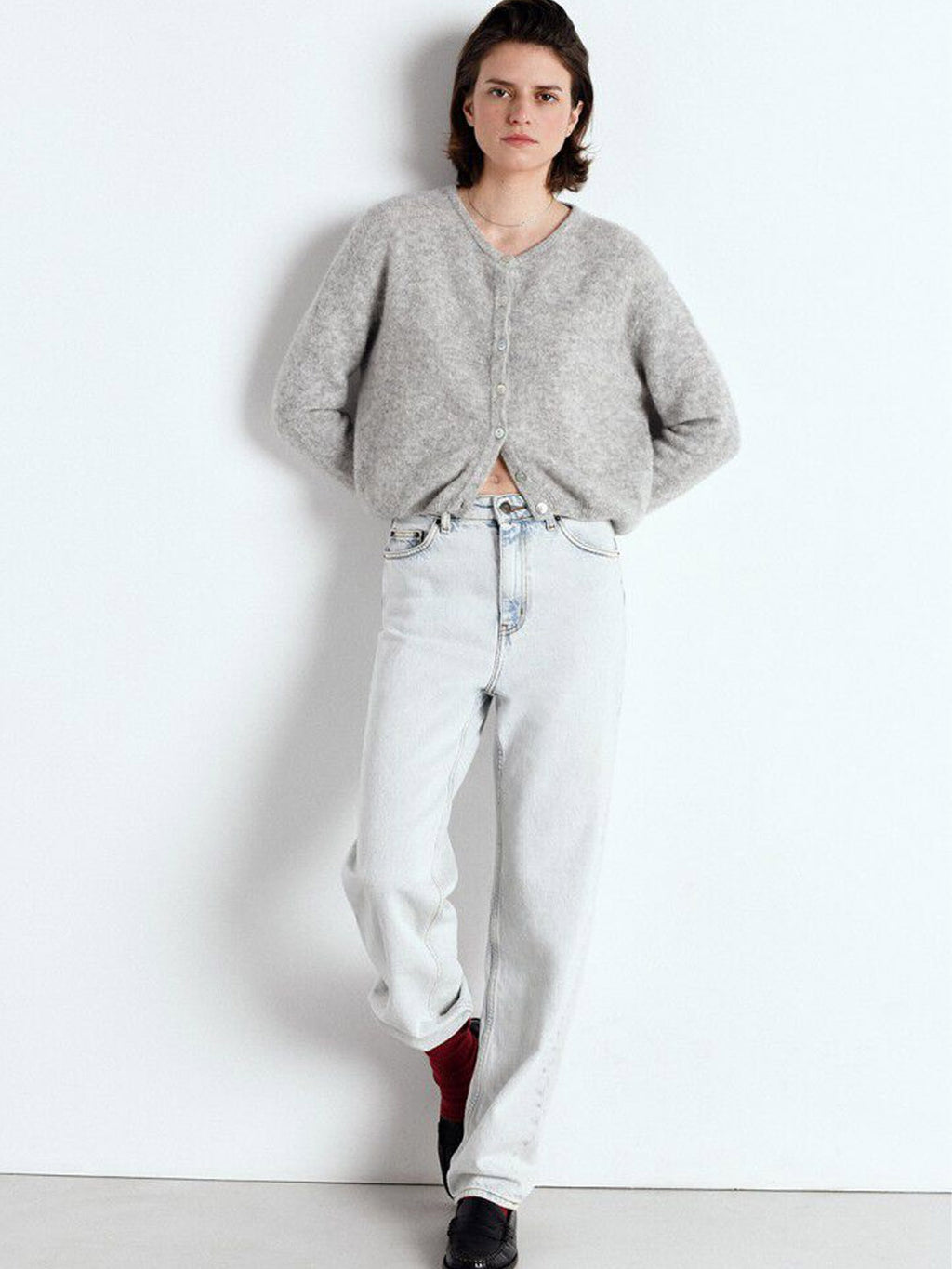American Vintage - Vito Cardigan - Light Grey Melange - Collector Store Sydney