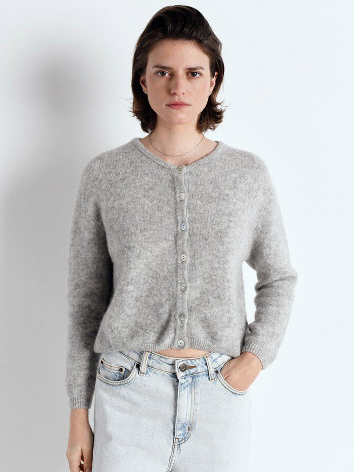 American Vintage - Vito Cardigan - Light Grey Melange - Collector Store Sydney