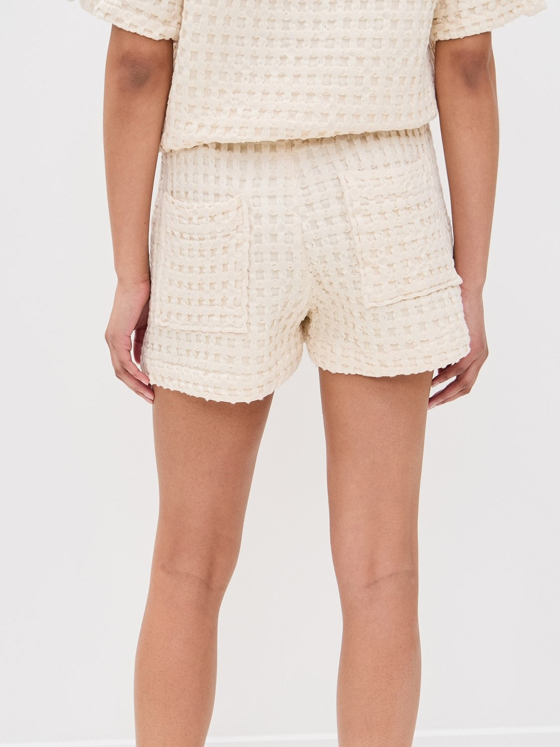 OAS Ecru Drizzle Waffle Shorts