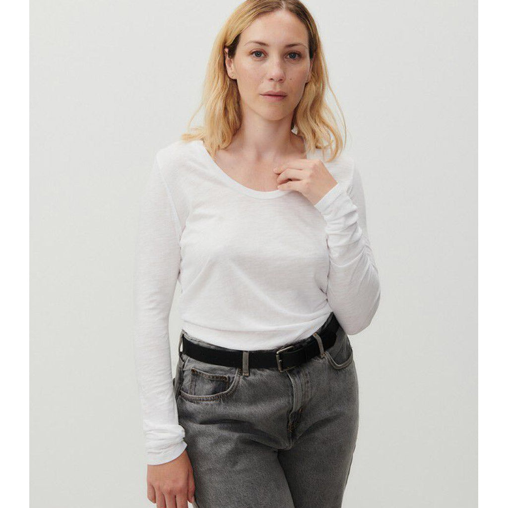 American Vintage Jacksonville Long Sleeve Scoop Neck - White - Collector Store Sydney