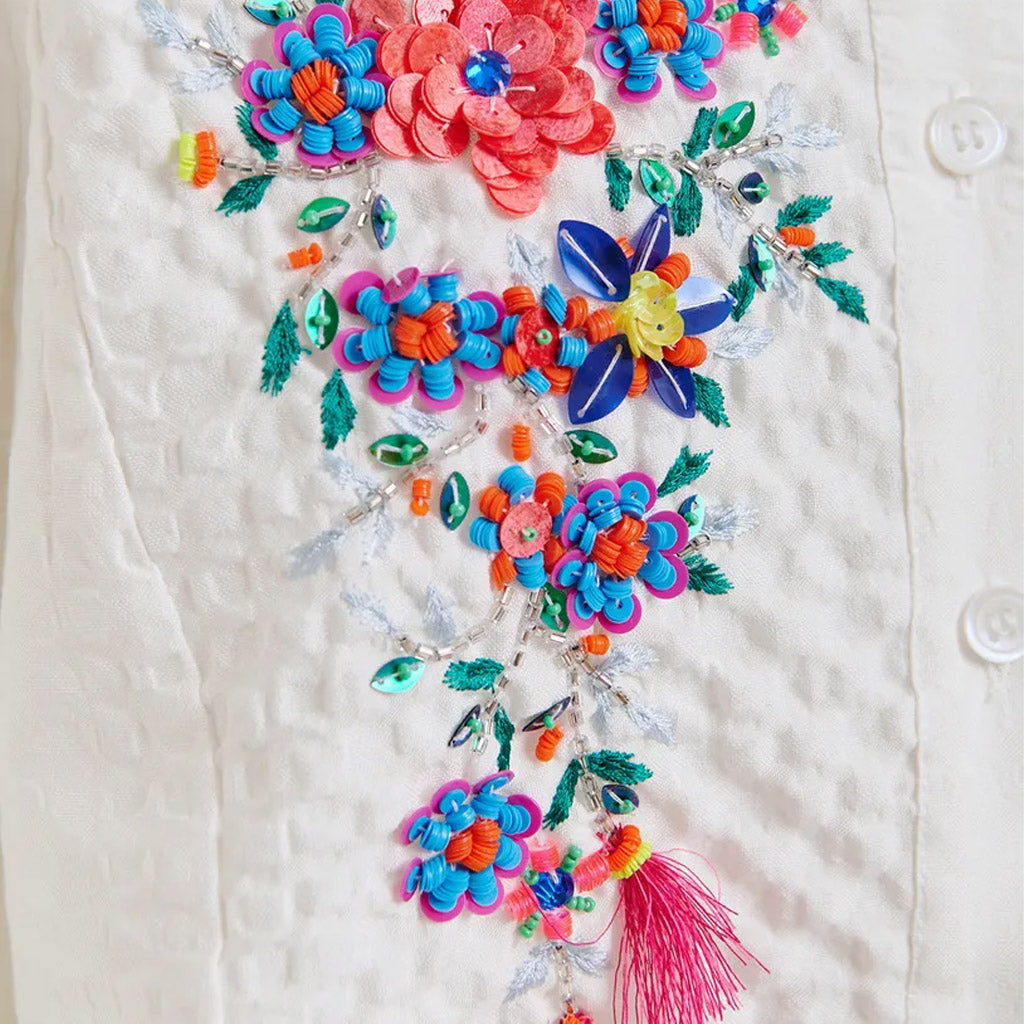 Essentiel Antwerp | HEARTFELT White sequin and bead-embellished shirt - Collector Store