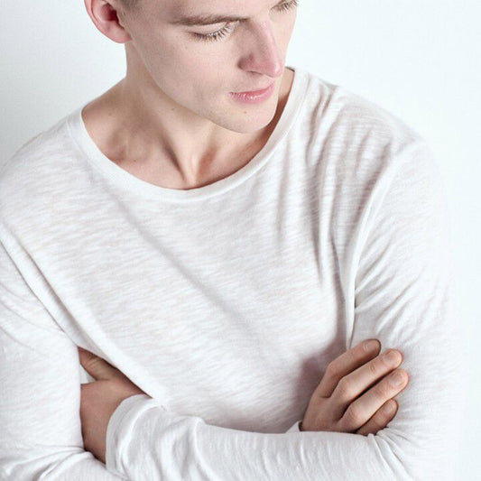 American Vintage Mens Round Neck L/S Tee - Bysapick - White - Collector Store Sydney