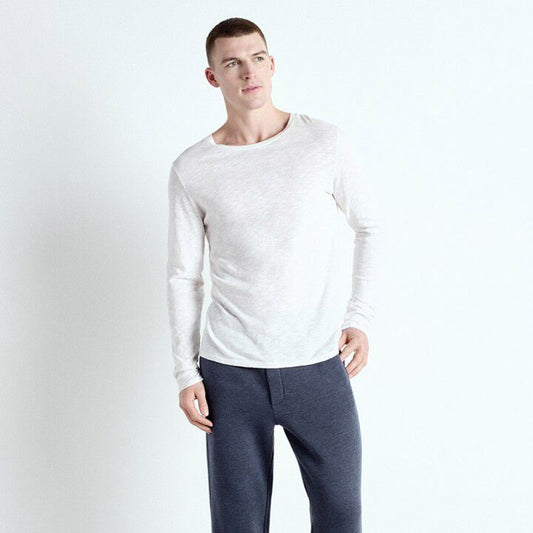 American Vintage Mens Round Neck L/S Tee - Bysapick - White - Collector Store Sydney