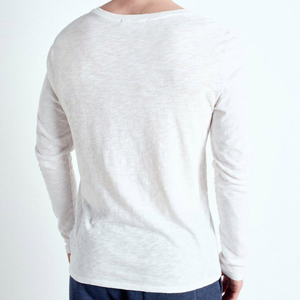 American Vintage Mens Round Neck L/S Tee - Bysapick - White - Collector Store Sydney