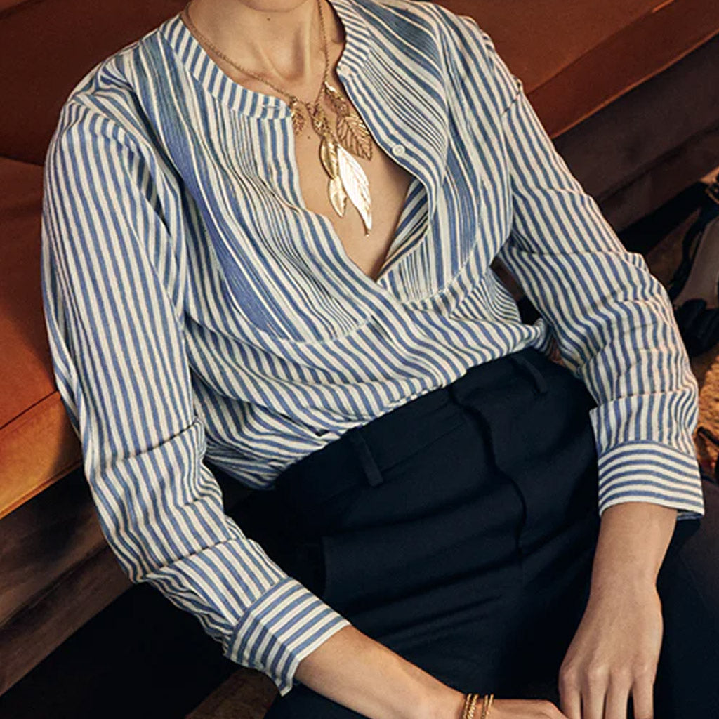 Marie Louise De Monterey - Pia blouse Blue Stripe - Collector Store