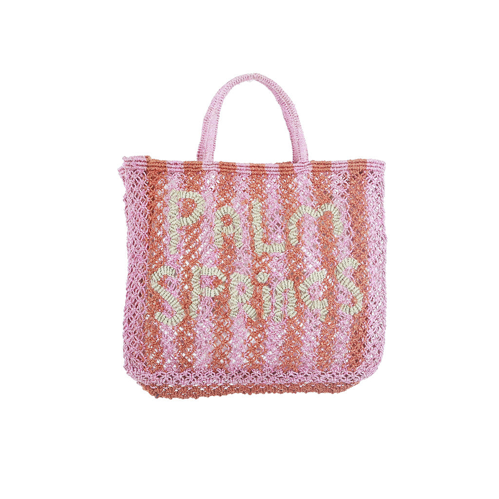 The Jacksons - PALM SPRINGS Woven Jute Bag - Rose Peach Stripes