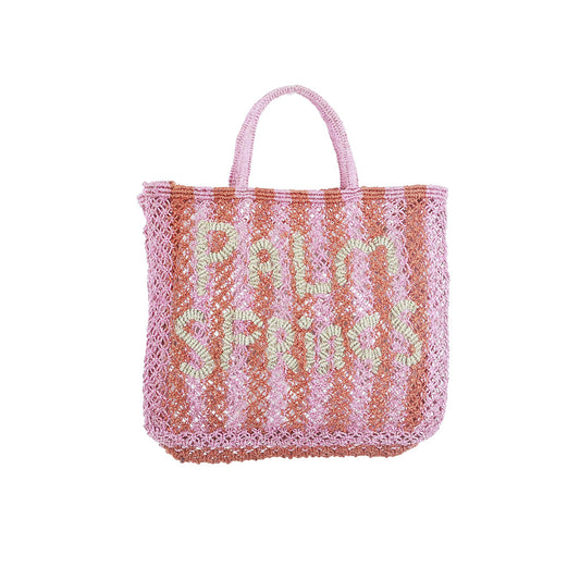 The Jacksons - PALM SPRINGS Woven Jute Bag - Rose Peach Stripes