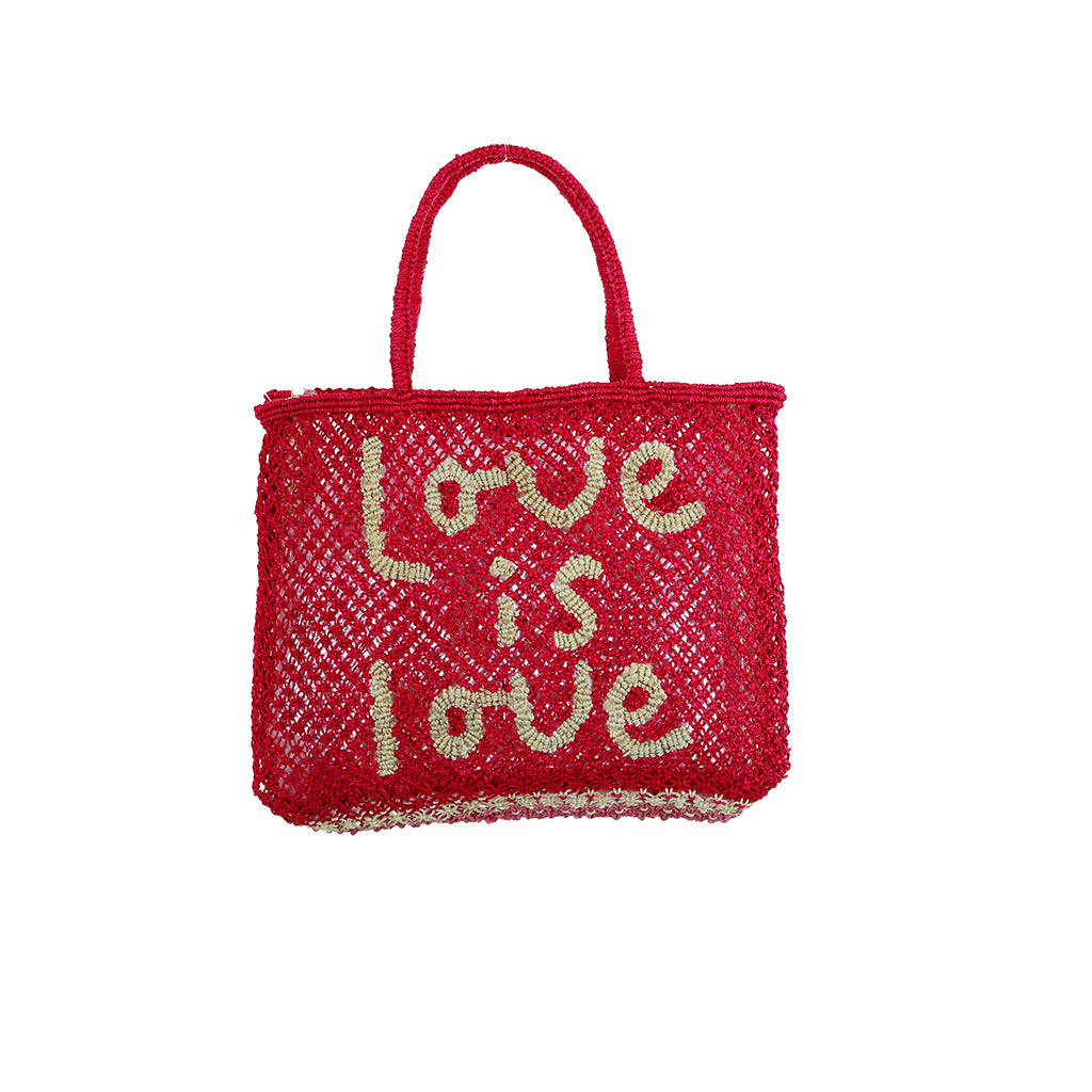 The Jacksons - LOVE IS LOVE Woven Jute Bag - Rasberry