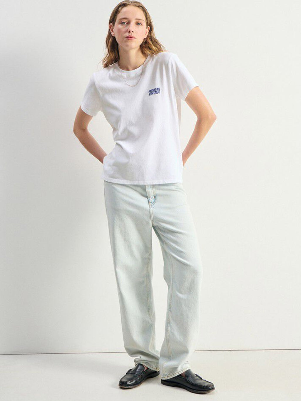 American Vintage Ykobow S/S Print Logo Tee - White