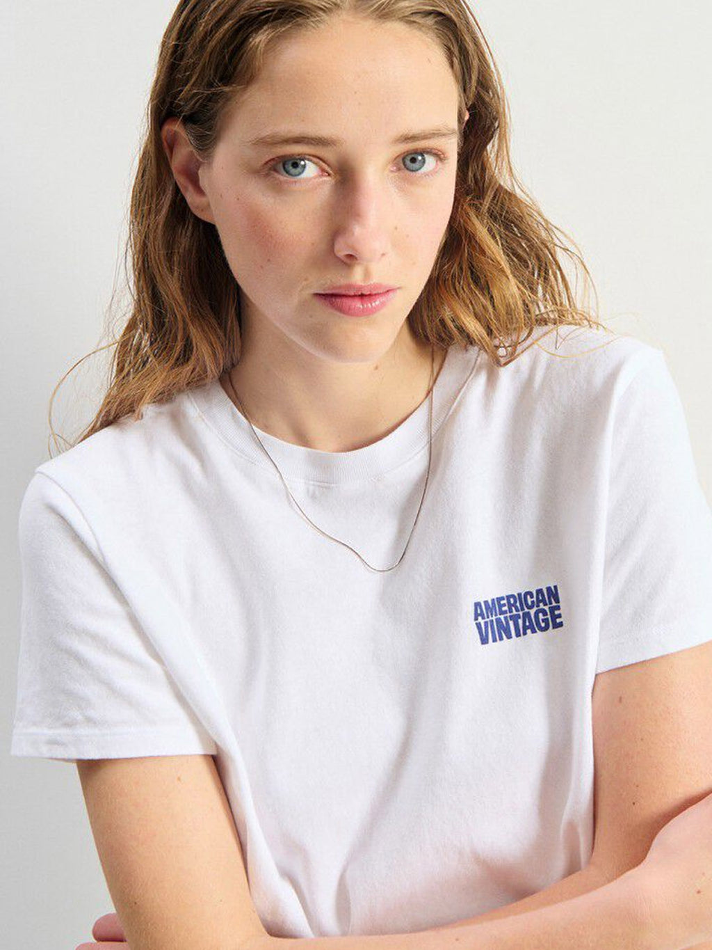 American Vintage Ykobow S/S Print Logo Tee - White