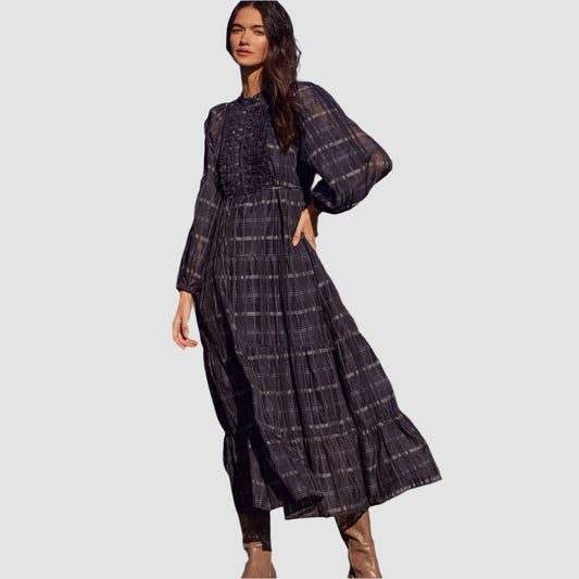 Zoe kratzmann Zeal Dress - Ink Black Check - Collector Store