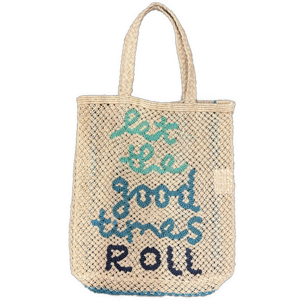 The Jacksons - Let the Good Times Roll Woven Jute Bag - Natural Blue - Large - Collector Store