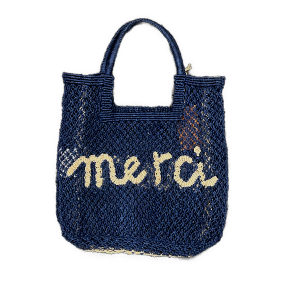 The Jacksons - Stella Merci Woven Jute Bag - Indigo Natural - Small - Collector Store