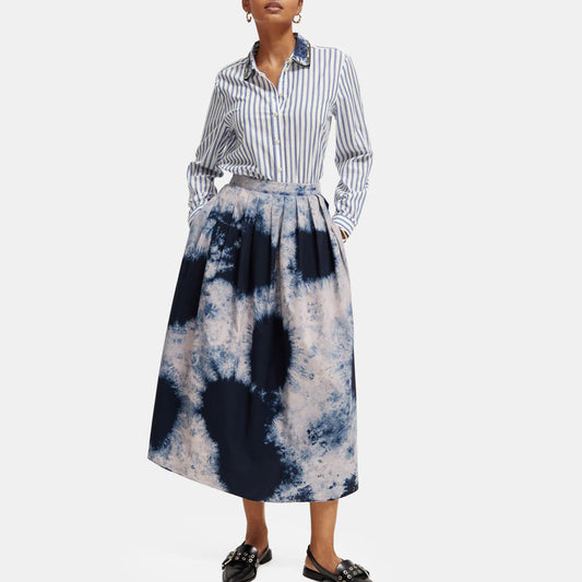 Scotch & Soda : Pleated midi skirt : Dye Navy - Collector Store
