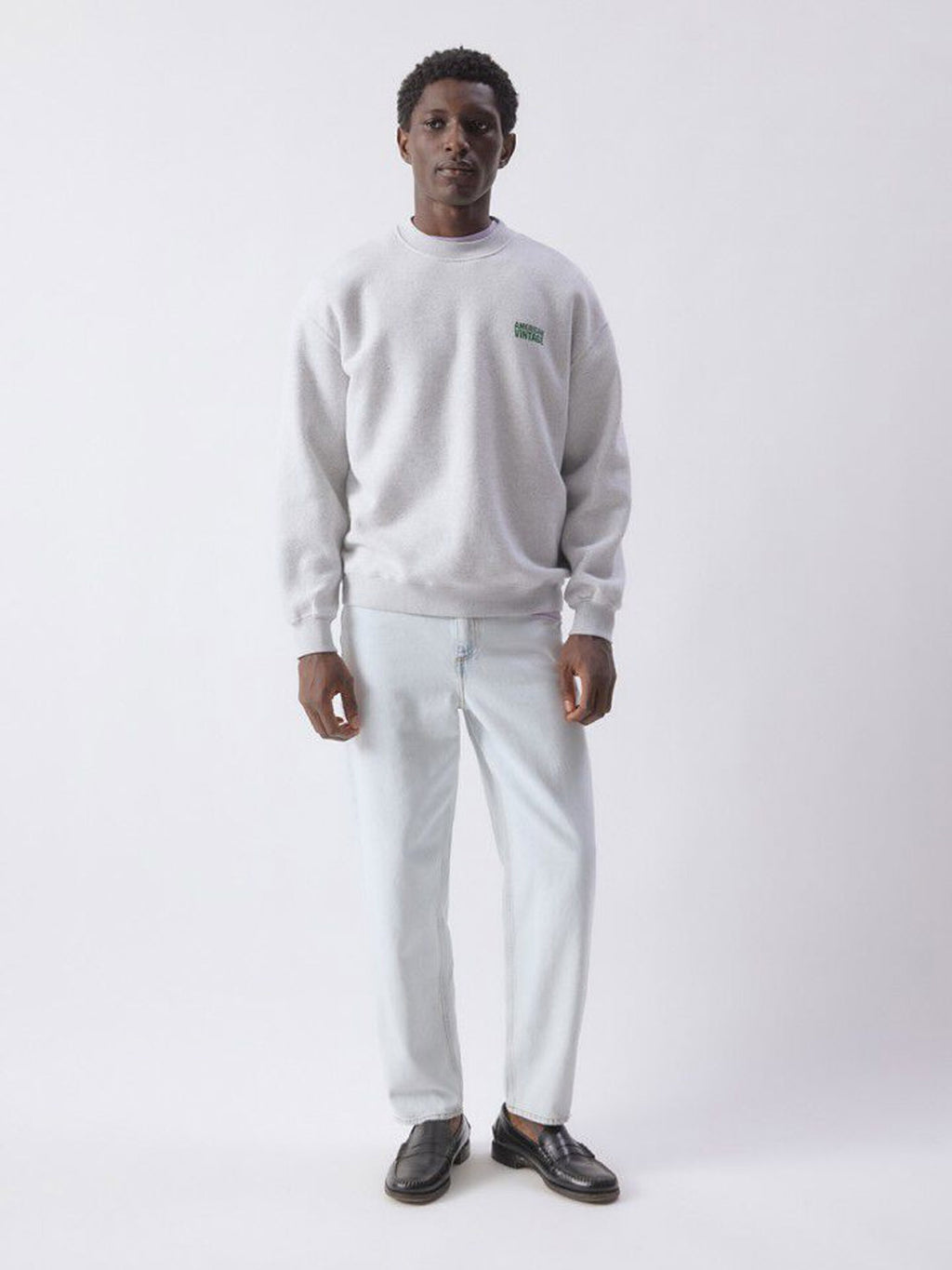 American Vintage Mens Sweatshirt - Baptown - Heather Grey