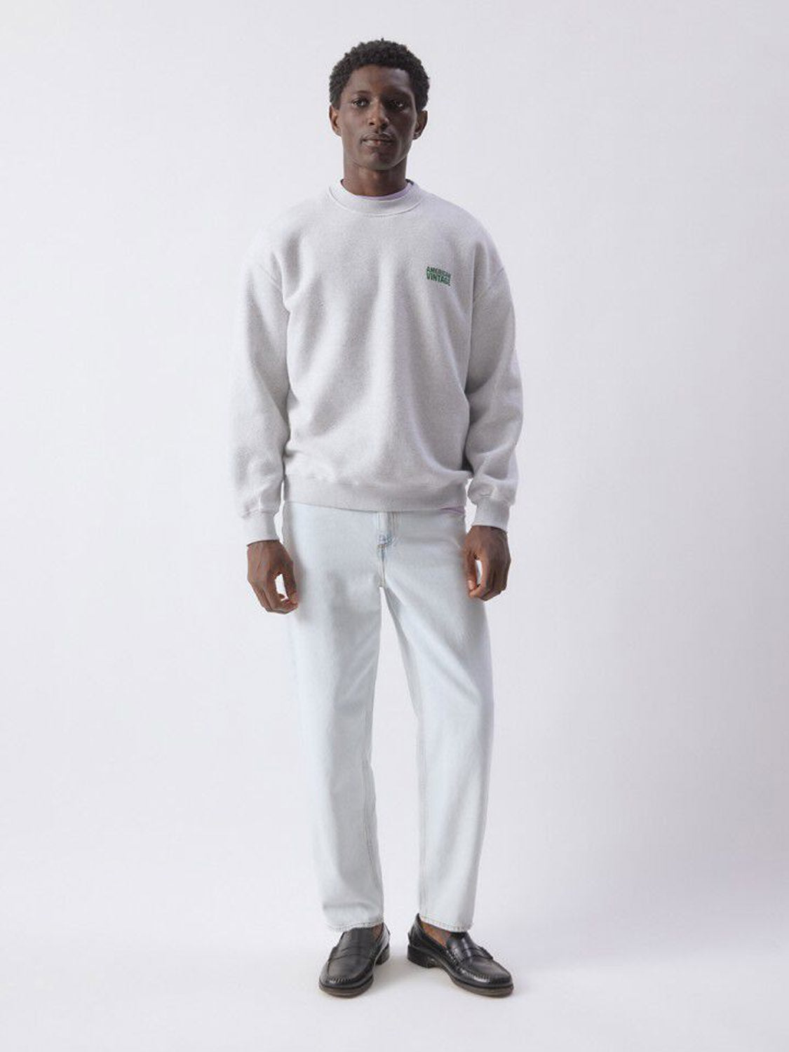 American Vintage Mens Sweatshirt - Baptown - Heather Grey