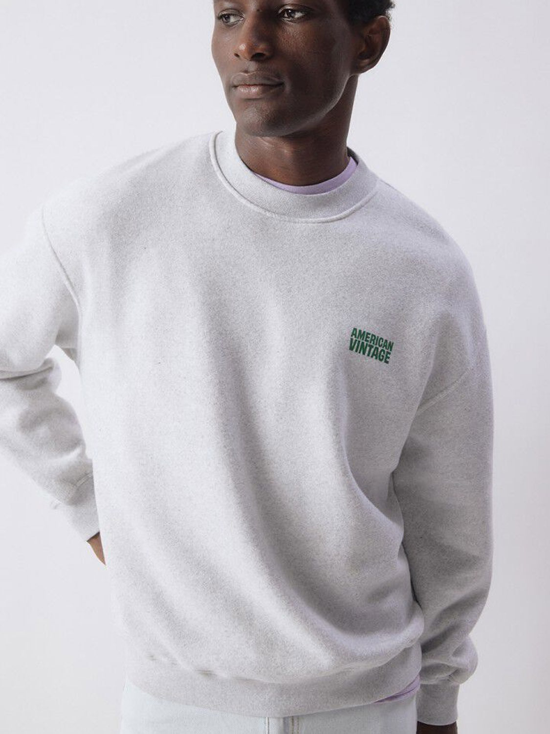American Vintage Mens Sweatshirt - Baptown - Heather Grey