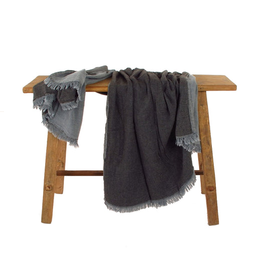 by ende. | Linen Throw | Black & Denim - Collector Store