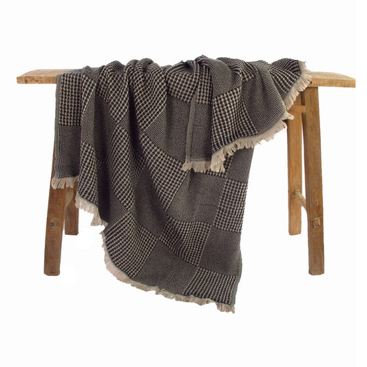 by ende.| Checkered Waffle Throw | Black / Ecru - Collector Store