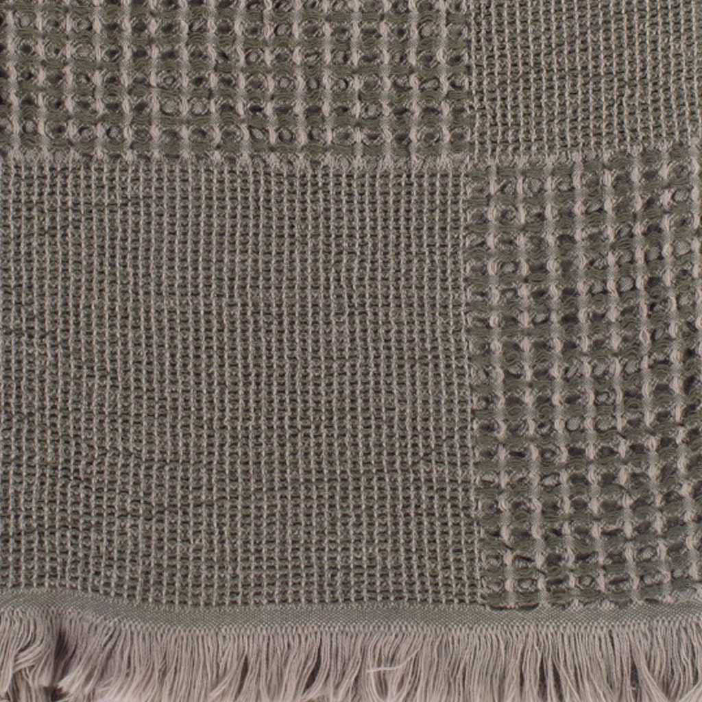 by ende.| Checkered Waffle Throw | Olive / Ecru - Collector Store