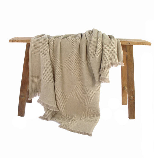 by ende.| Checkered Waffle Throw | Stone / Ecru - Collector Store