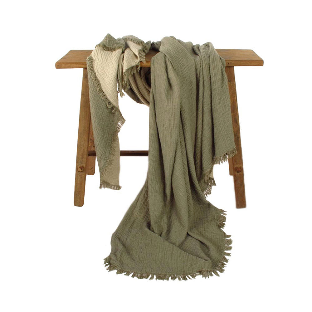 by ende. | Muslin Blanket | Sage & Ecru - Collector Store