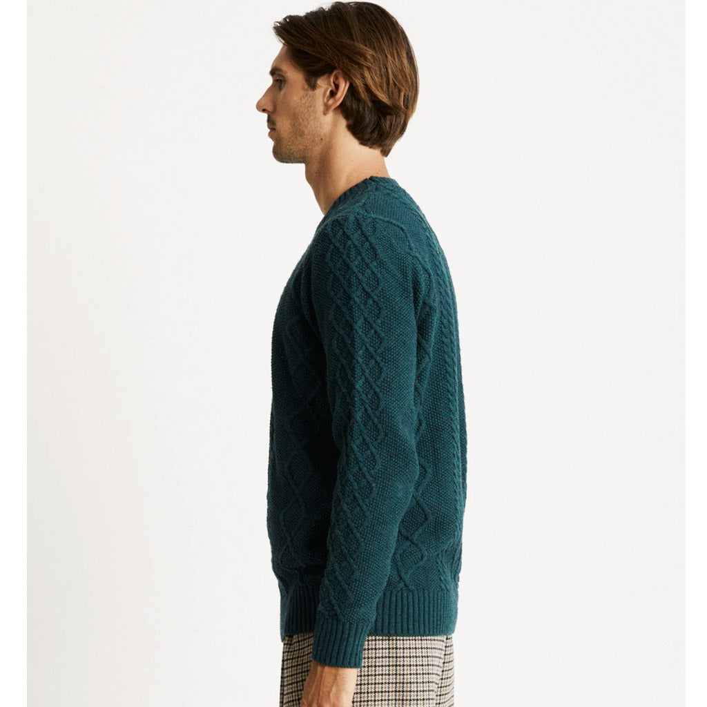 Mr Simple Organic Cable Knit Sweater - Emerald - Collector Store