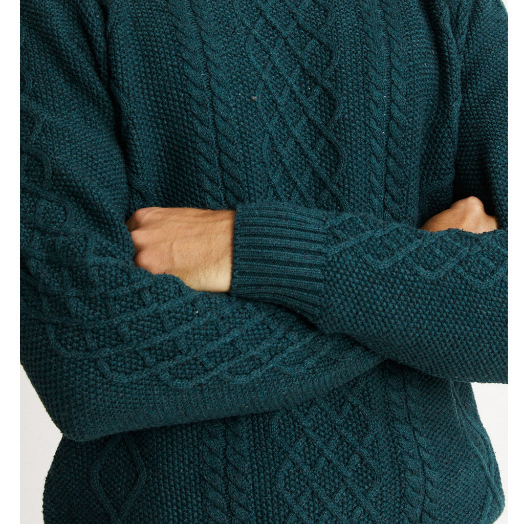 Mr Simple Organic Cable Knit Sweater - Emerald - Collector Store