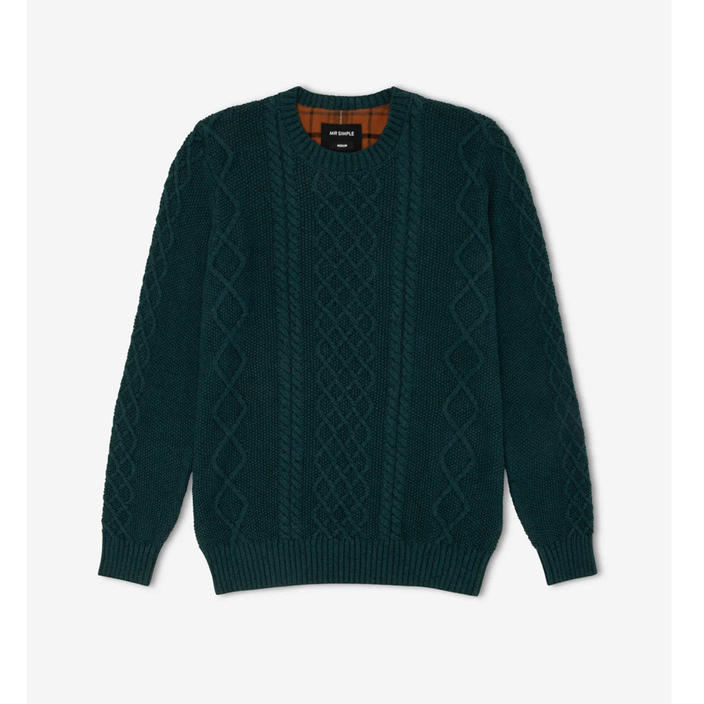 Mr Simple Organic Cable Knit Sweater - Emerald - Collector Store