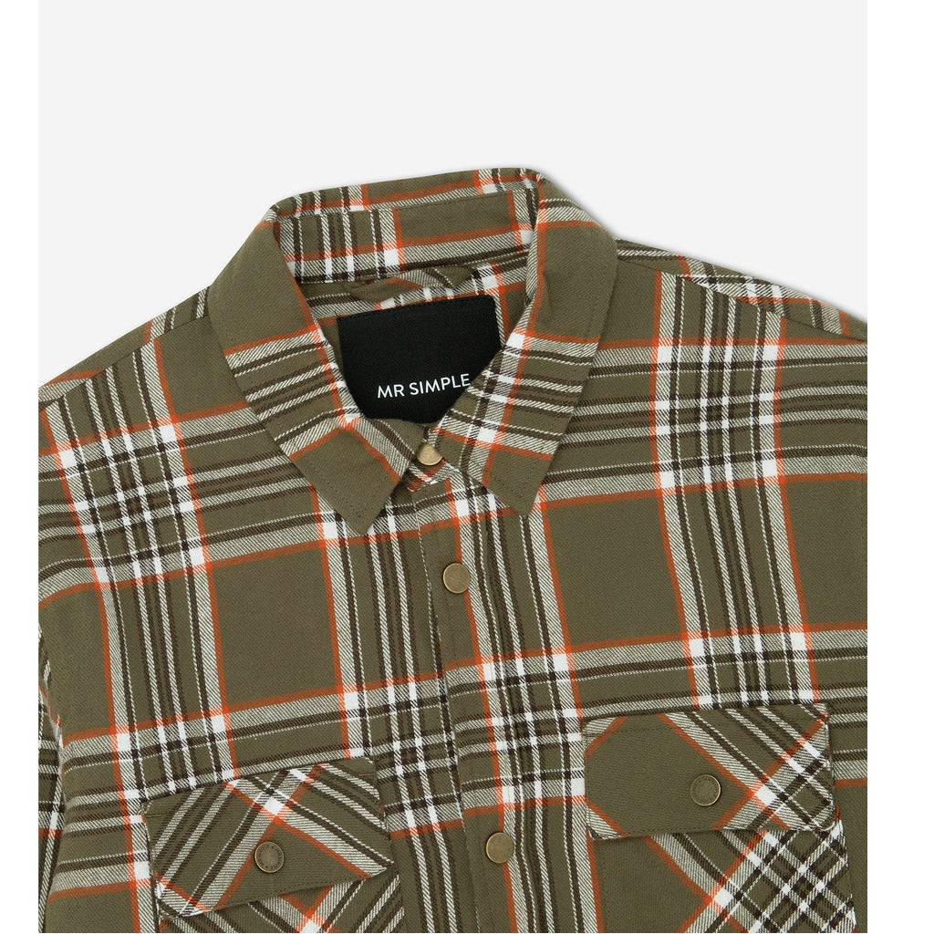 Mr Simple Quilted Flannel Jacket - Army Check - Collector Store