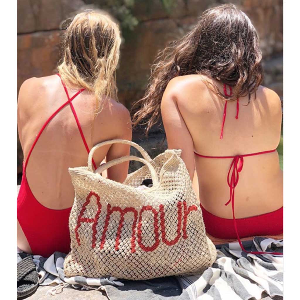 The Jacksons Amour Woven Jute Bag - Natural / Red - Collector Store