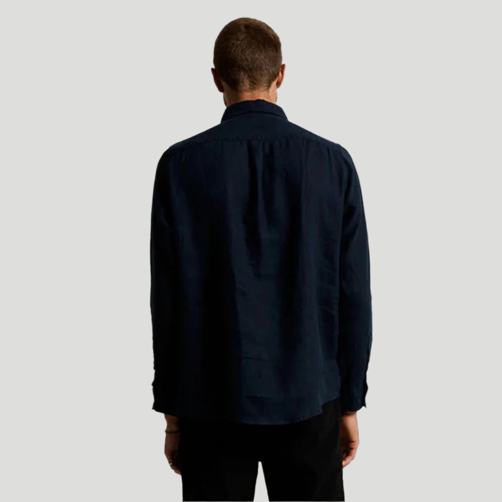 Mr Simple Linen LS Shirt - Navy - Collector Store