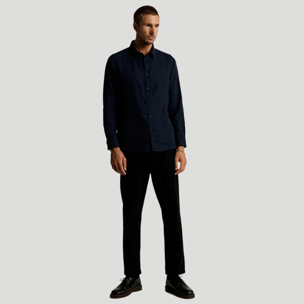 Mr Simple Linen LS Shirt - Navy - Collector Store