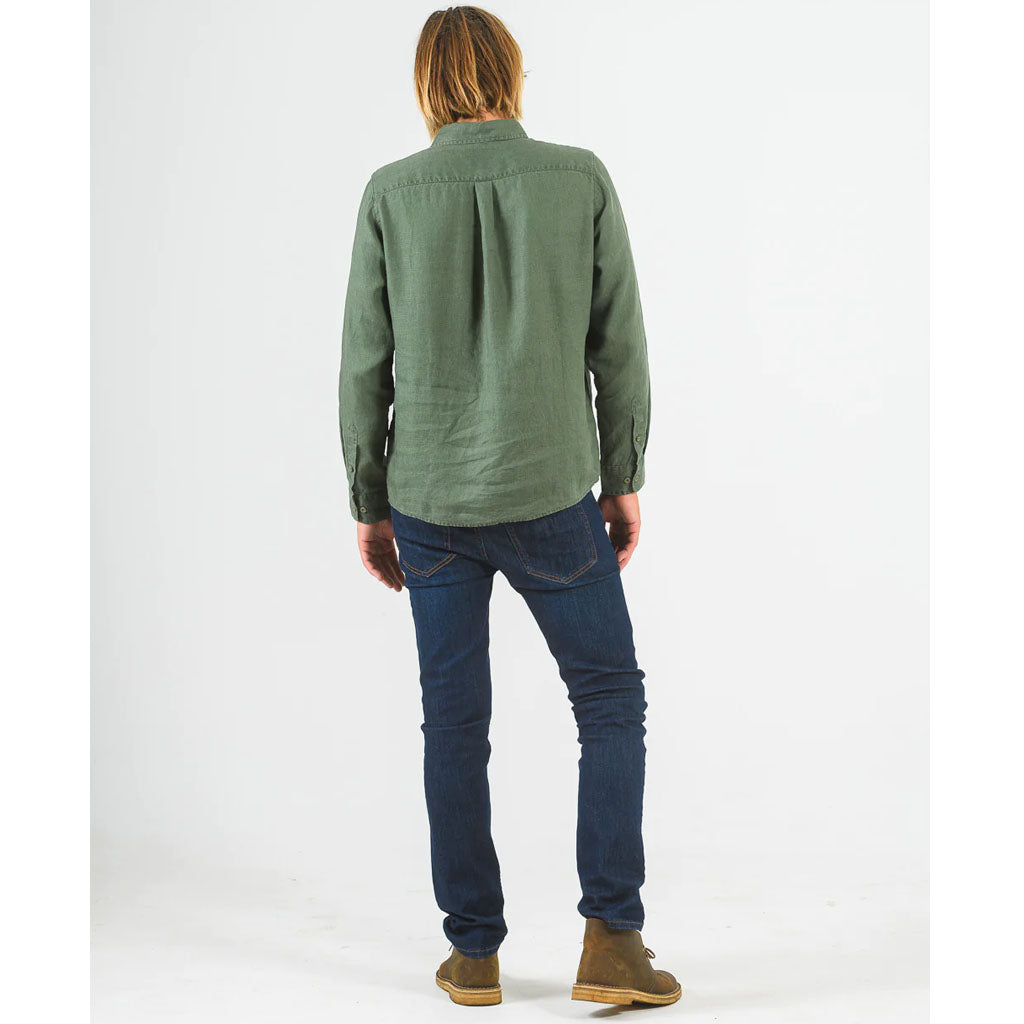 Mr Simple Linen LS Shirt - Fatigue - Collector Store