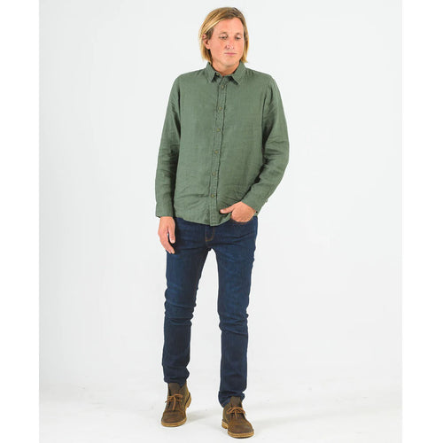 Mr Simple Linen LS Shirt - Fatigue - Collector Store Sydney